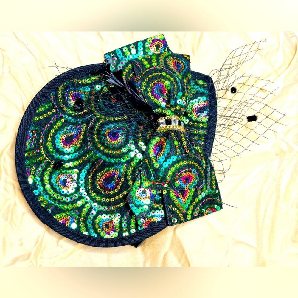Peacock Fascinator Tea Party Costume Retro Style Sequin Hat